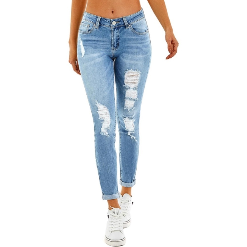 RHODANTHE Light wash‎ distressed boyfriend jeans | Size 6 *